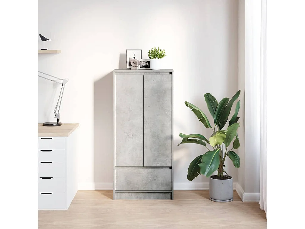 Armoire avec tiroir gris béton 55,5x34x119,5 cm bois ingénierie