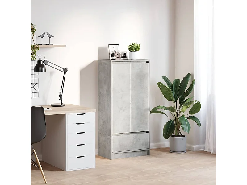 Betongrauer Schrank mit Schublade 55,5 x 34 x 119,5 cm Holzwerkstoff