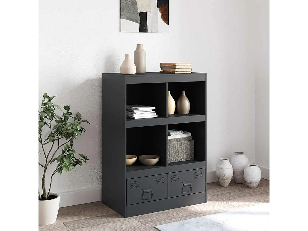 Buffet haut anthracite 67x39x95 cm acier
