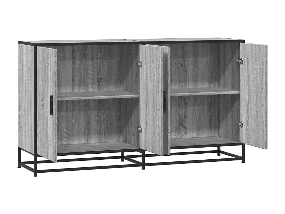 Credenza Sonoma grigia 134x35x76 cm in legno ingegnerizzato