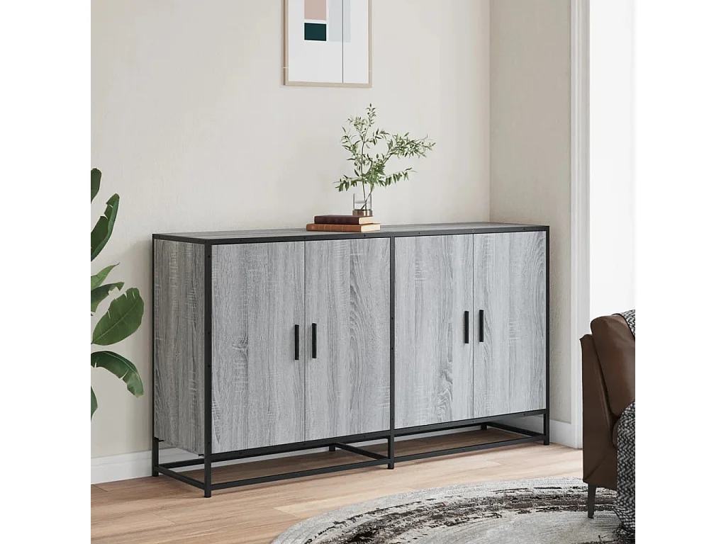 Buffet sonoma gris 134x35x76 cm bois d'ingénierie