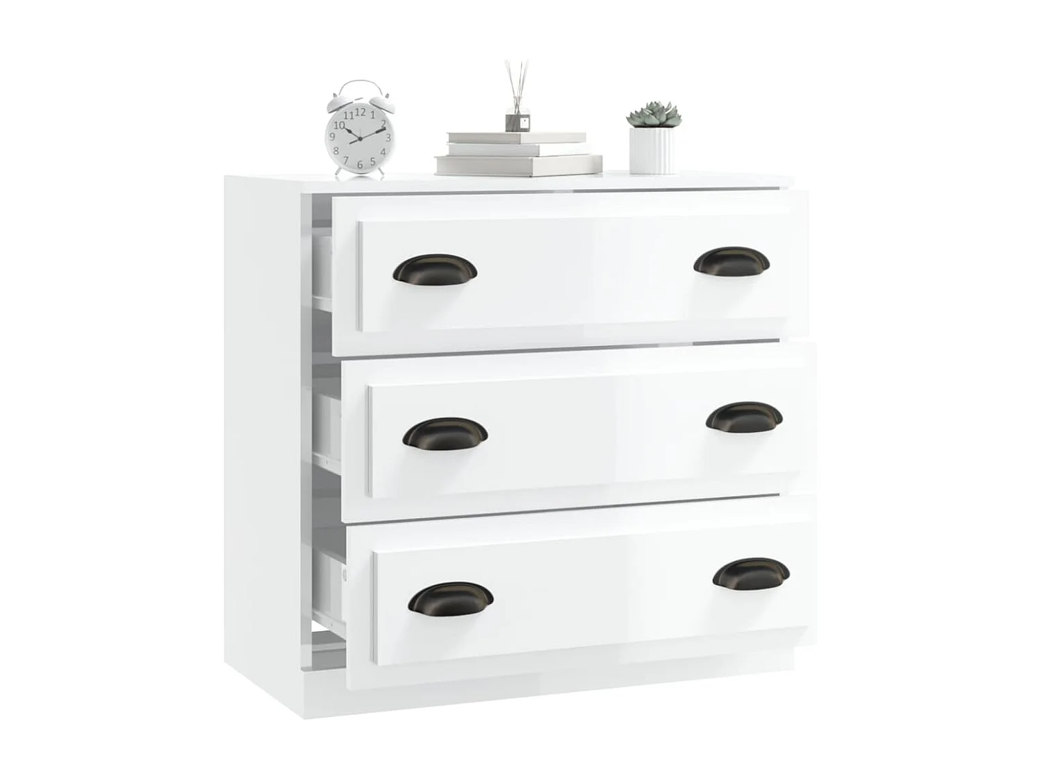 Buffet blanc brillant 70x35,5x67,5 cm bois d'ingénierie