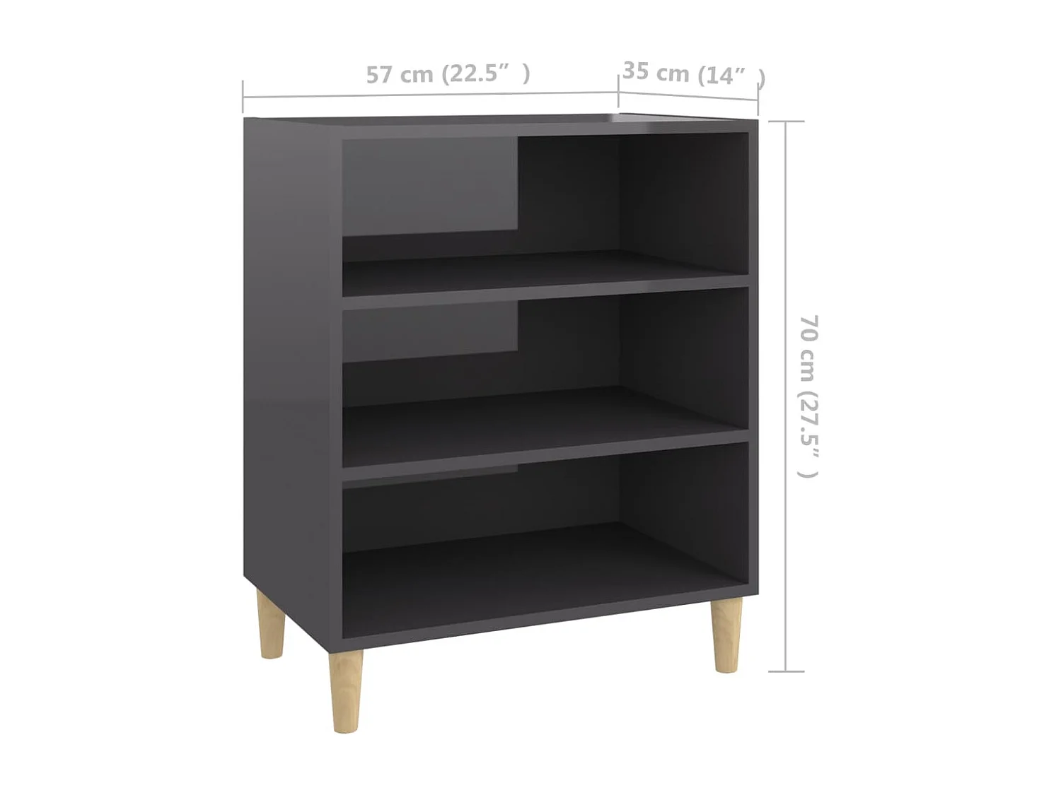 Buffet gris brillant 57x35x70 cm bois d'ingénierie