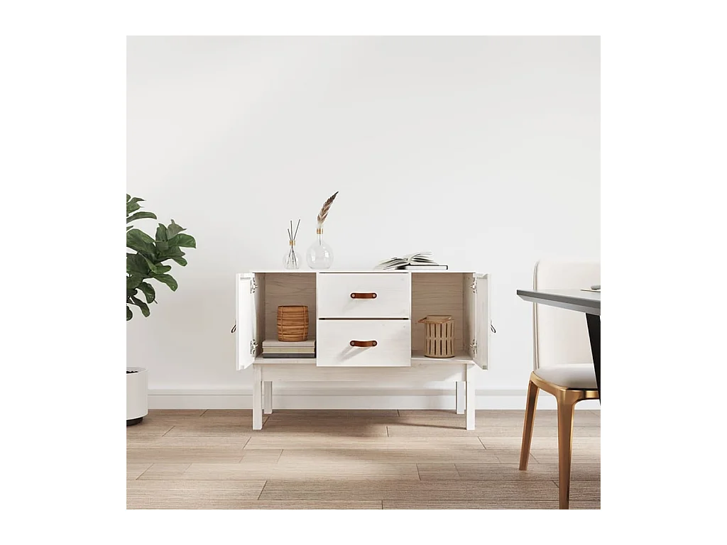 Buffet Blanc 110x40x78 cm Bois massif de pin