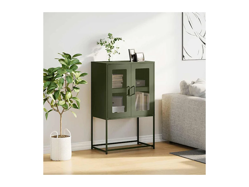 Buffet haut vert olive 68x39x107 cm acier