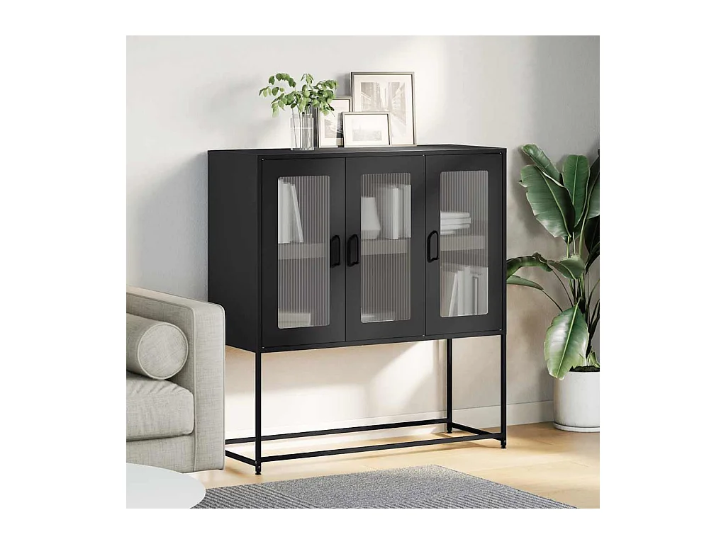 Buffet anthracite 100,5x39x107 cm acier laminé à froid