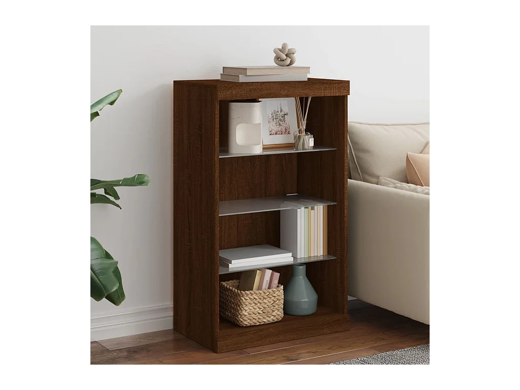 Buffet avec lumières LED chêne marron 60,5x37x100 cm