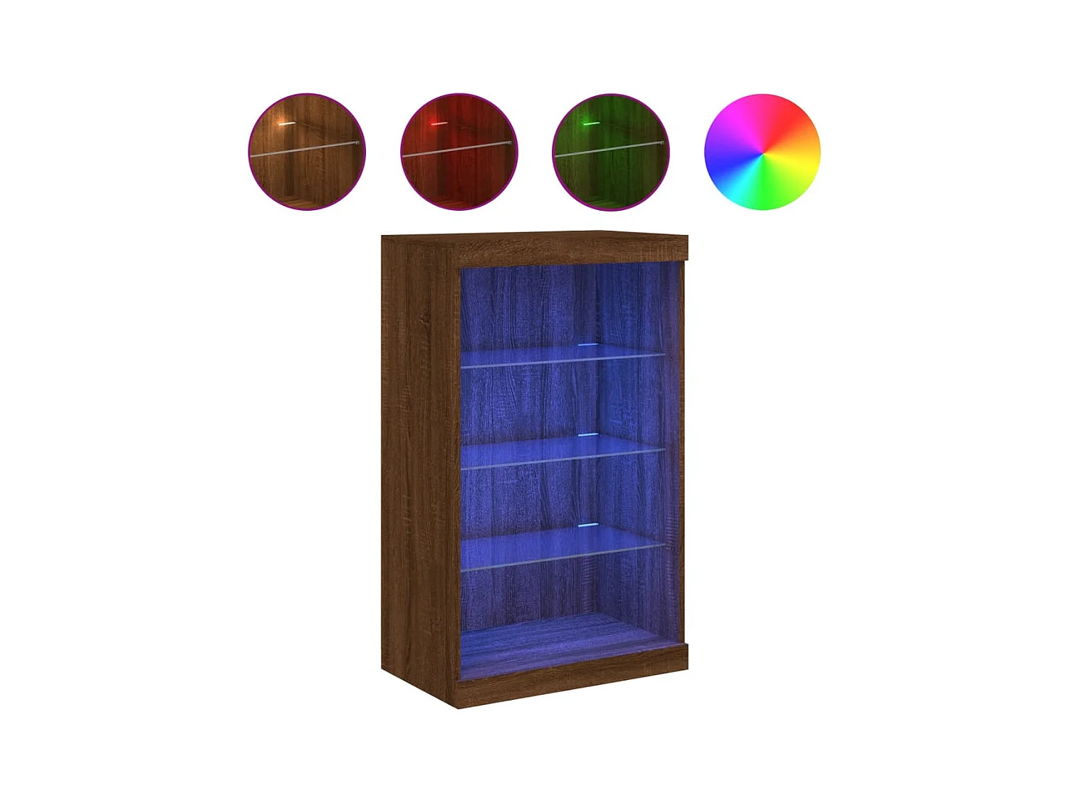 Buffet avec lumières LED chêne marron 60,5x37x100 cm