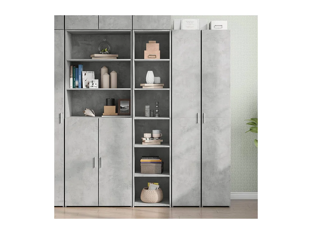 Aparador alto gris hormigón 40x41x185 cm madera de ingeniería