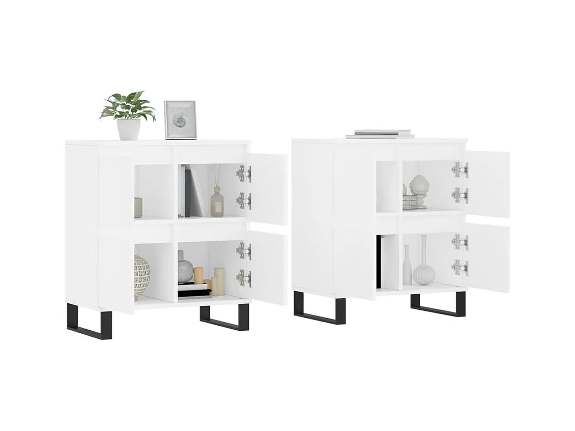Buffets 2 pcs blanc bois d'ingénierie