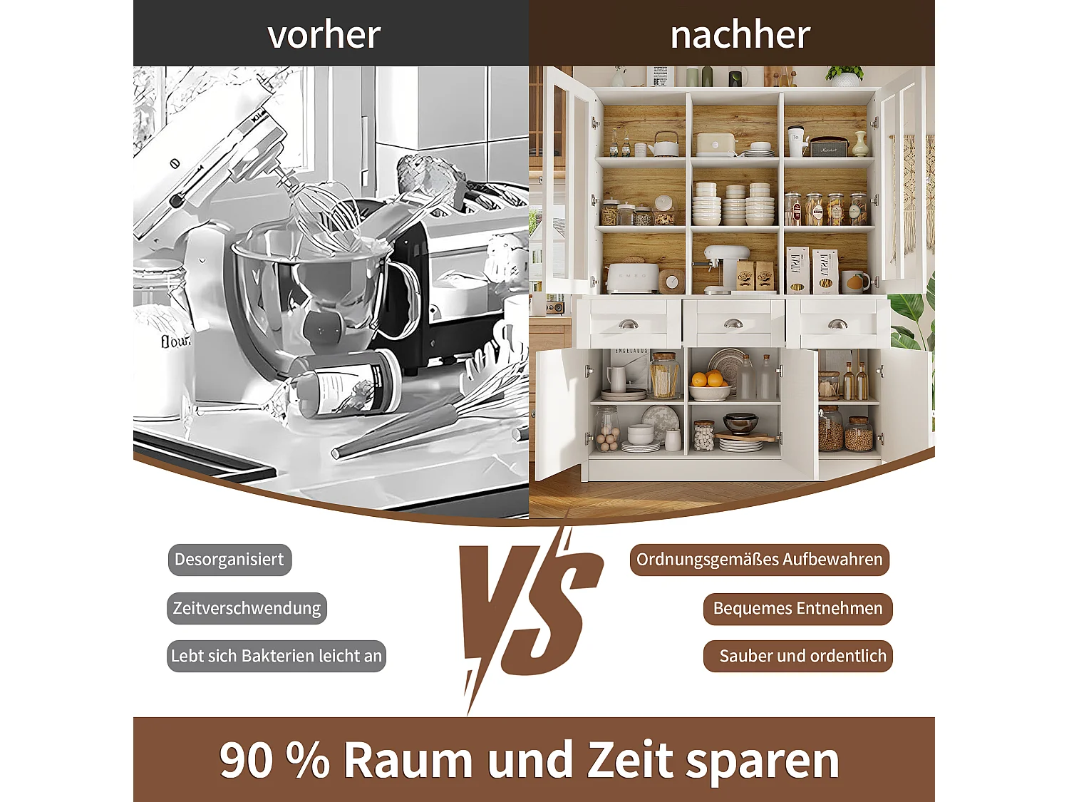 Mueble alto moderno para salón, diseño minimalista, MDF y acrílico, color blanco (140x38,5x175cm)