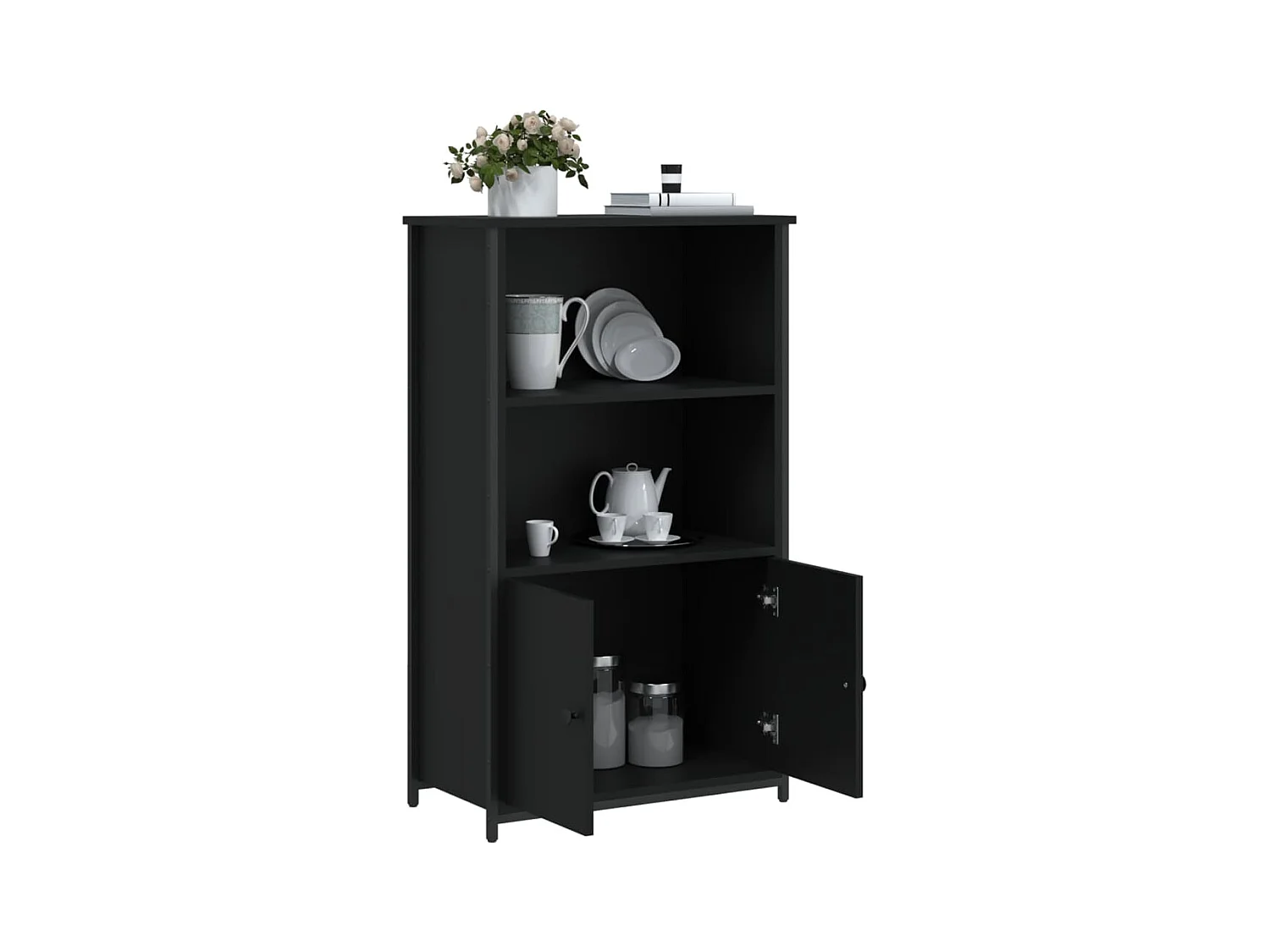 Buffet haut noir 62x32x103,5 cm bois d'ingénierie