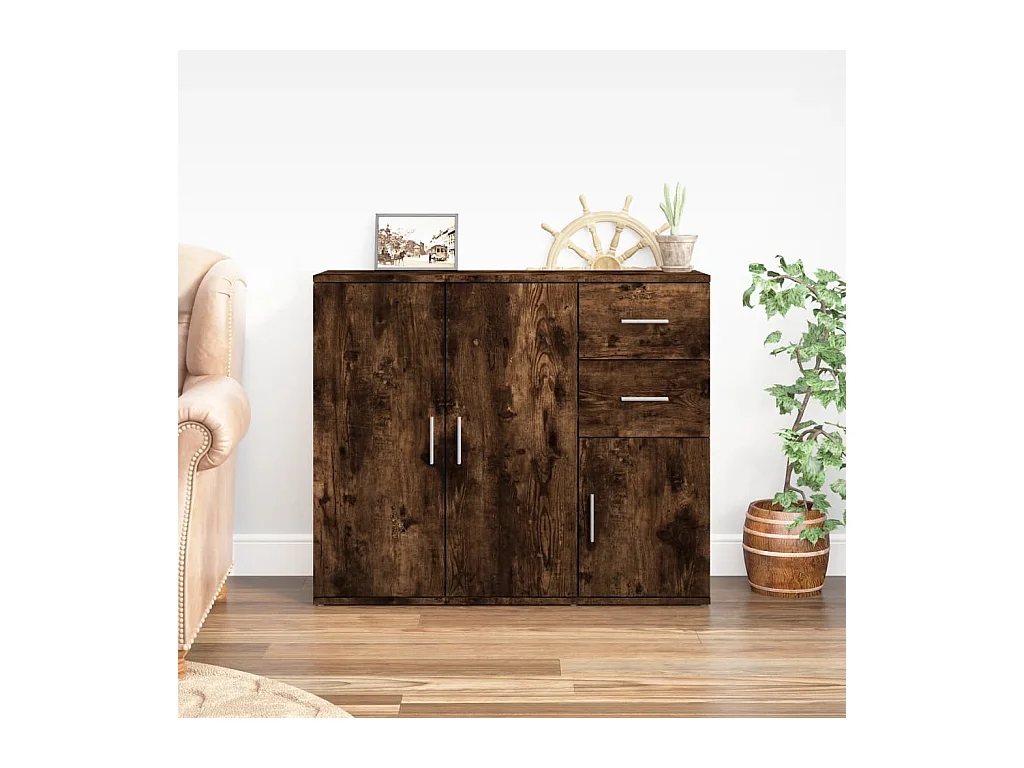 Buffet Chêne fumé 91x29,5x75 cm Bois d'ingénierie