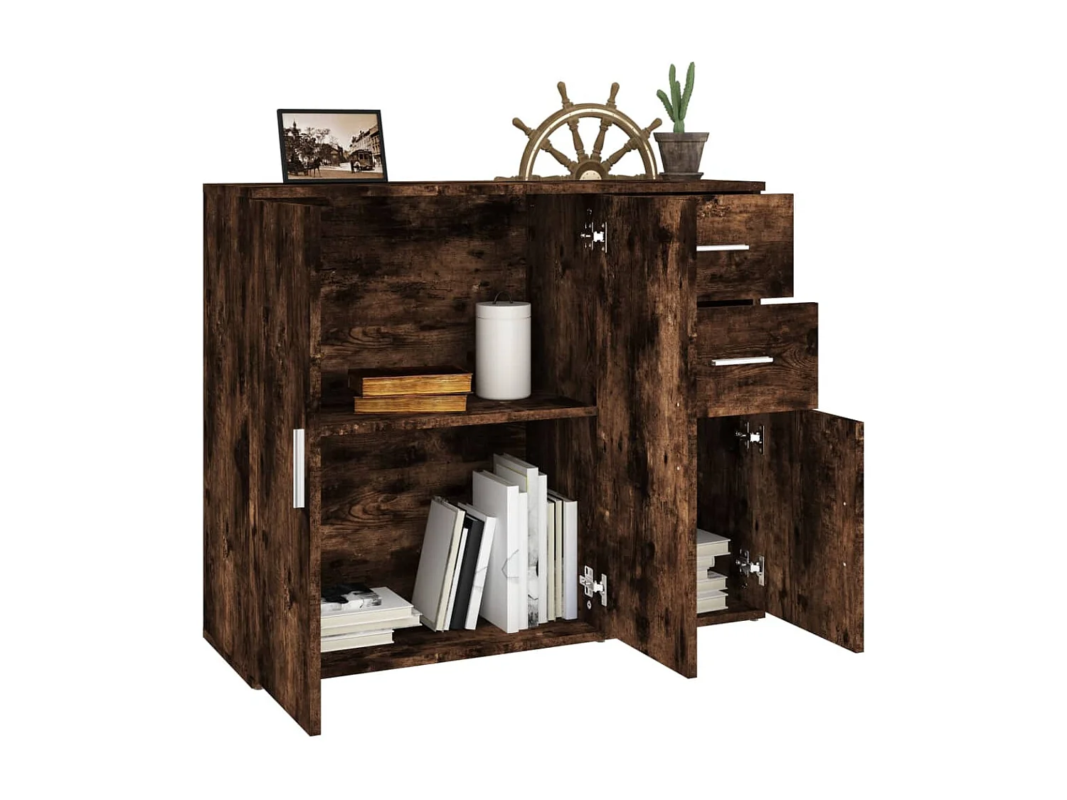 Buffet Chêne fumé 91x29,5x75 cm Bois d'ingénierie