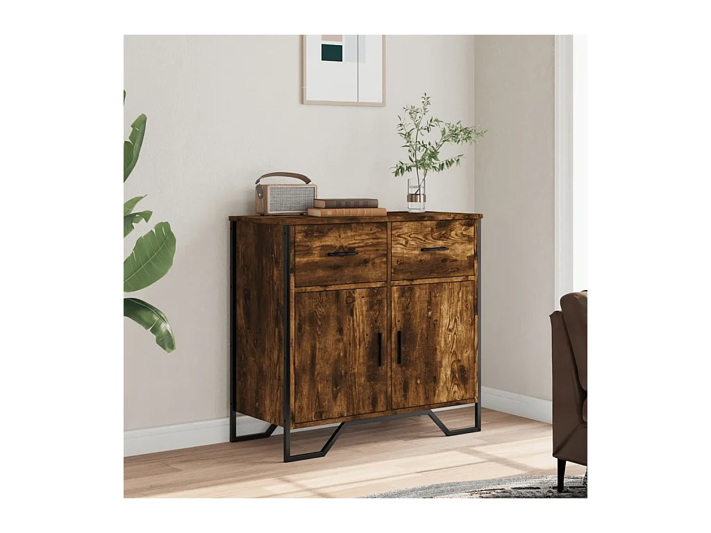 Buffet chêne fumé 79,5x35,5x74,5 cm bois d'ingénierie