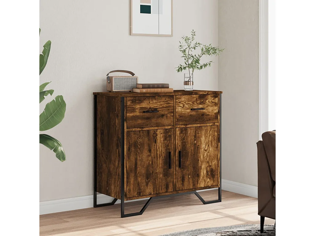 Buffet chêne fumé 79,5x35,5x74,5 cm bois d'ingénierie