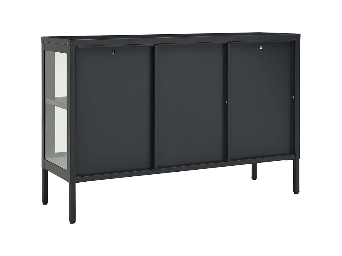 Credenza Antracite 105x35x70 cm Acciaio e vetro