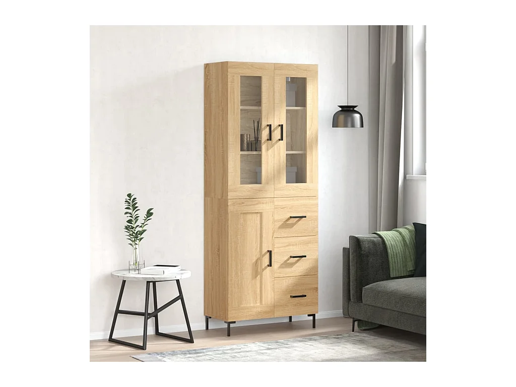 Credenza alta in rovere Sonoma 69,5x34x180 cm Legno ingegnerizzato