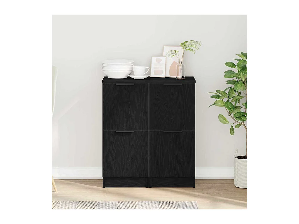 Buffets 2 pcs en Chêne Noir, 30x30x70 cm, Fabriqué en Bois d'Ingénierie