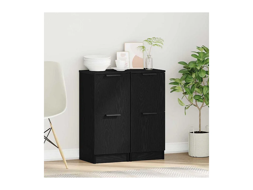 Buffets 2 pcs en Chêne Noir, 30x30x70 cm, Fabriqué en Bois d'Ingénierie