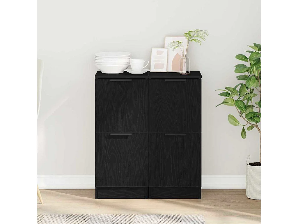 Buffets 2 pcs en Chêne Noir, 30x30x70 cm, Fabriqué en Bois d'Ingénierie