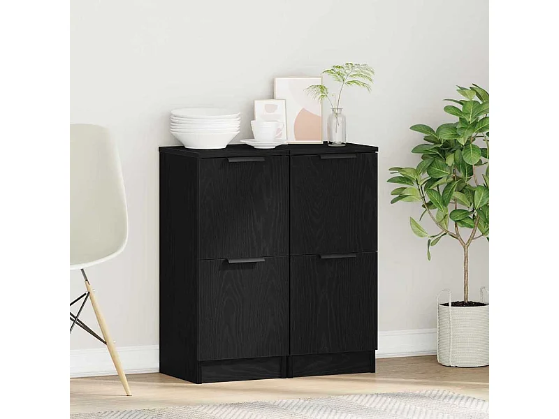 Buffets 2 pcs en Chêne Noir, 30x30x70 cm, Fabriqué en Bois d'Ingénierie
