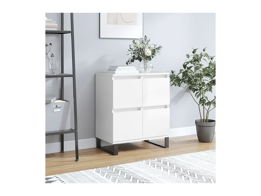 Credenza Bianco lucido 60x35x70 cm Legno composito