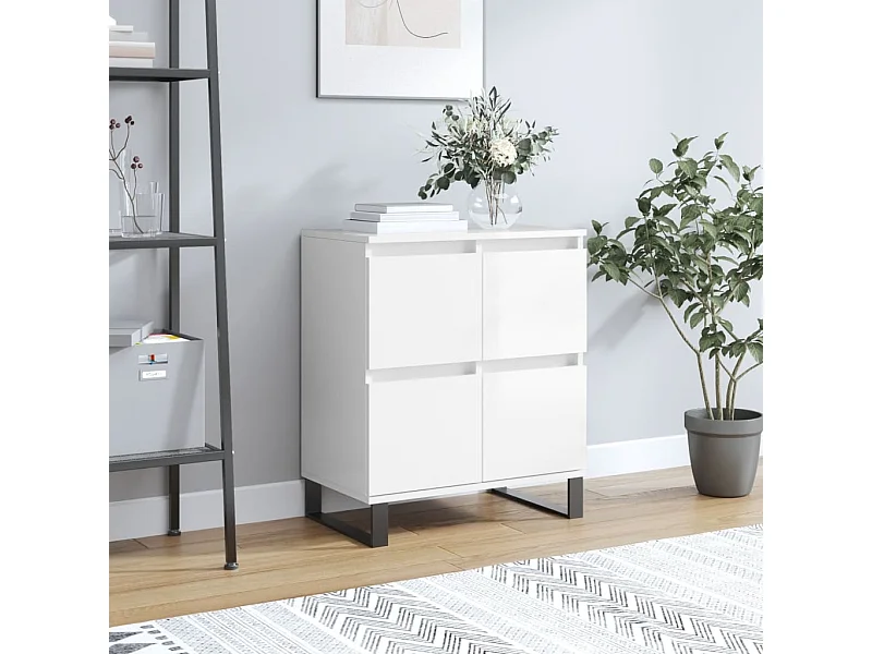 Credenza Bianco lucido 60x35x70 cm Legno composito