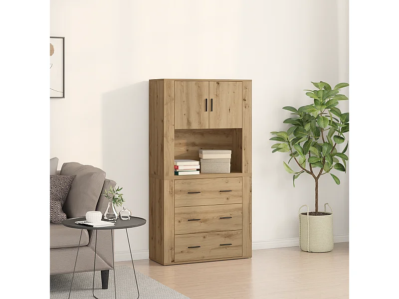 Haut meuble en chêne 80x33x150 cm Bois d'ingénierie