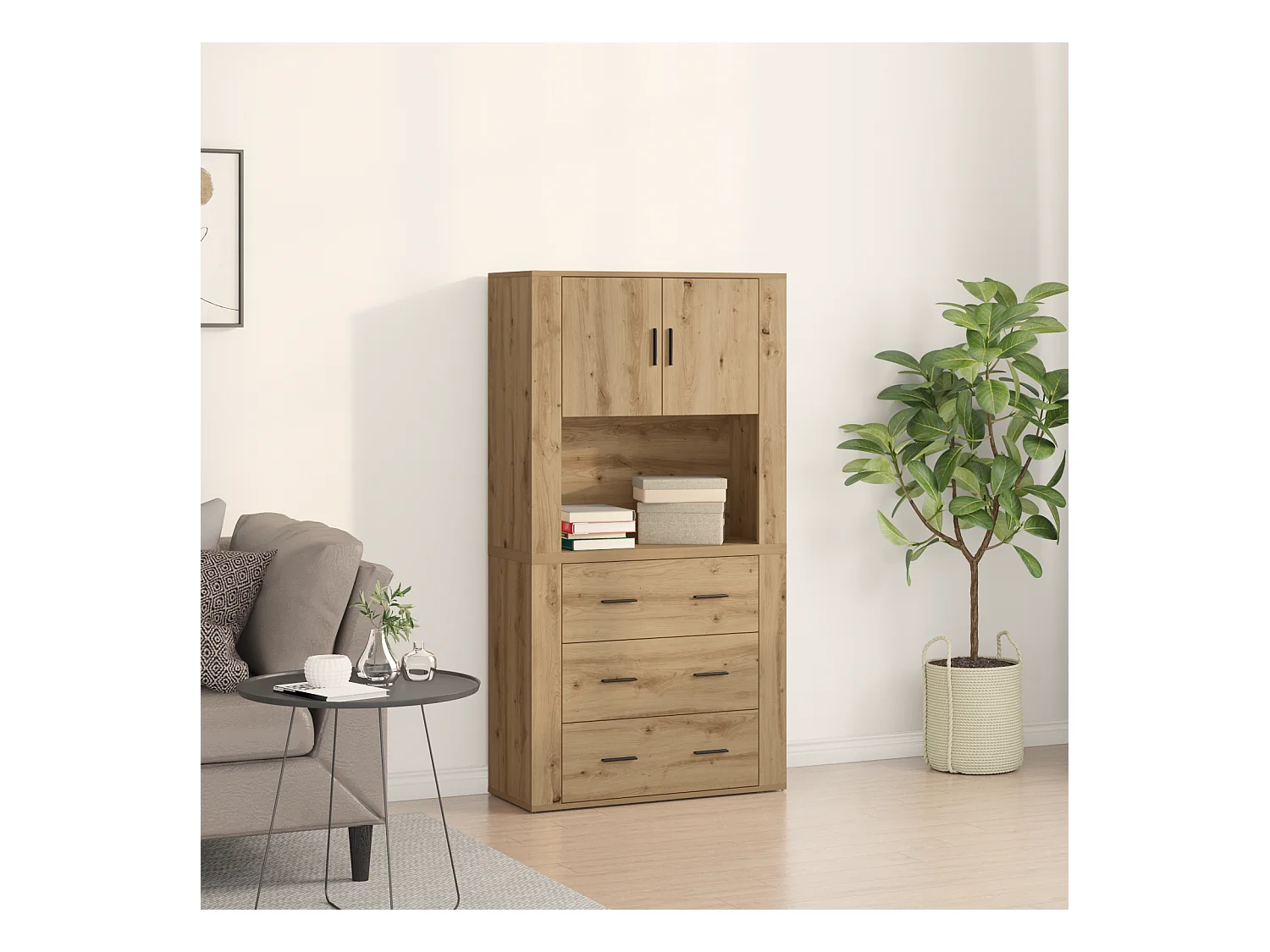 Haut meuble en chêne 80x33x150 cm Bois d'ingénierie