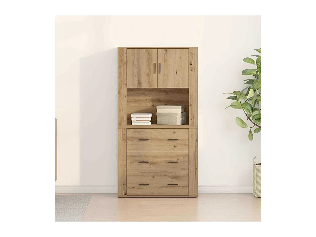 Haut meuble en chêne 80x33x150 cm Bois d'ingénierie