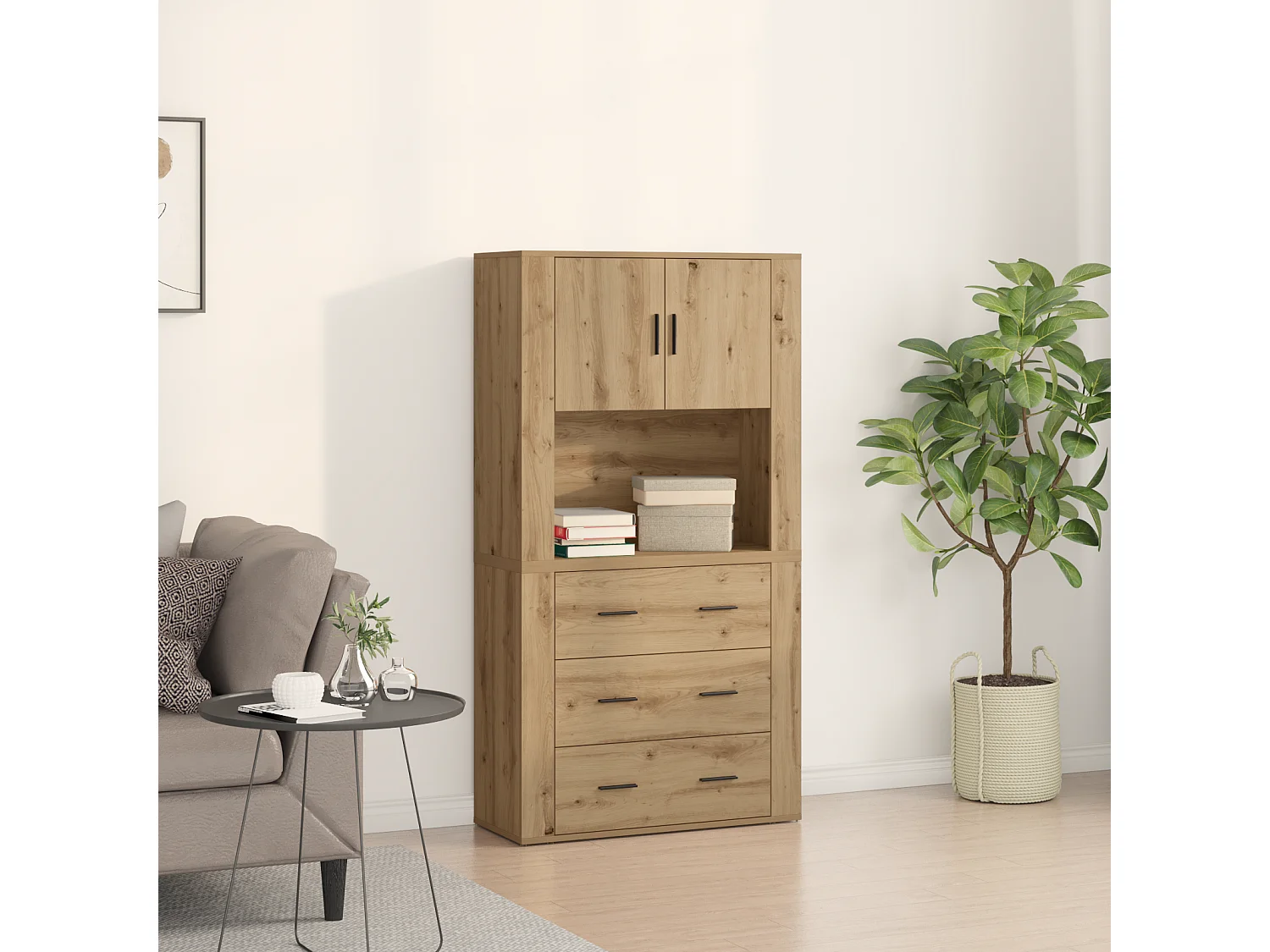 Haut meuble en chêne 80x33x150 cm Bois d'ingénierie