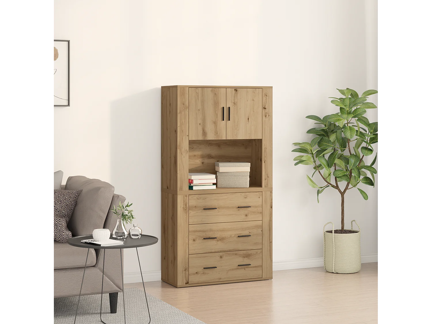 Haut meuble en chêne 80x33x150 cm Bois d'ingénierie