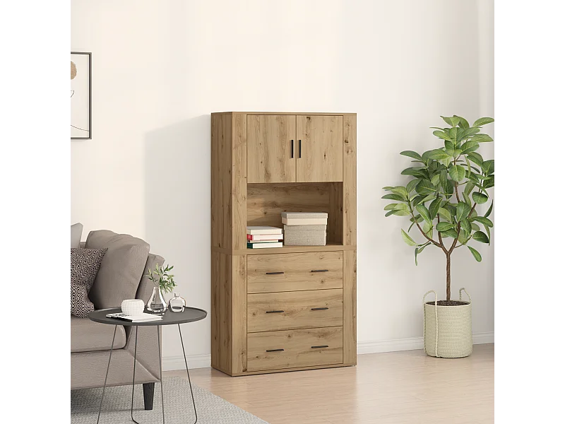 Haut meuble en chêne 80x33x150 cm Bois d'ingénierie