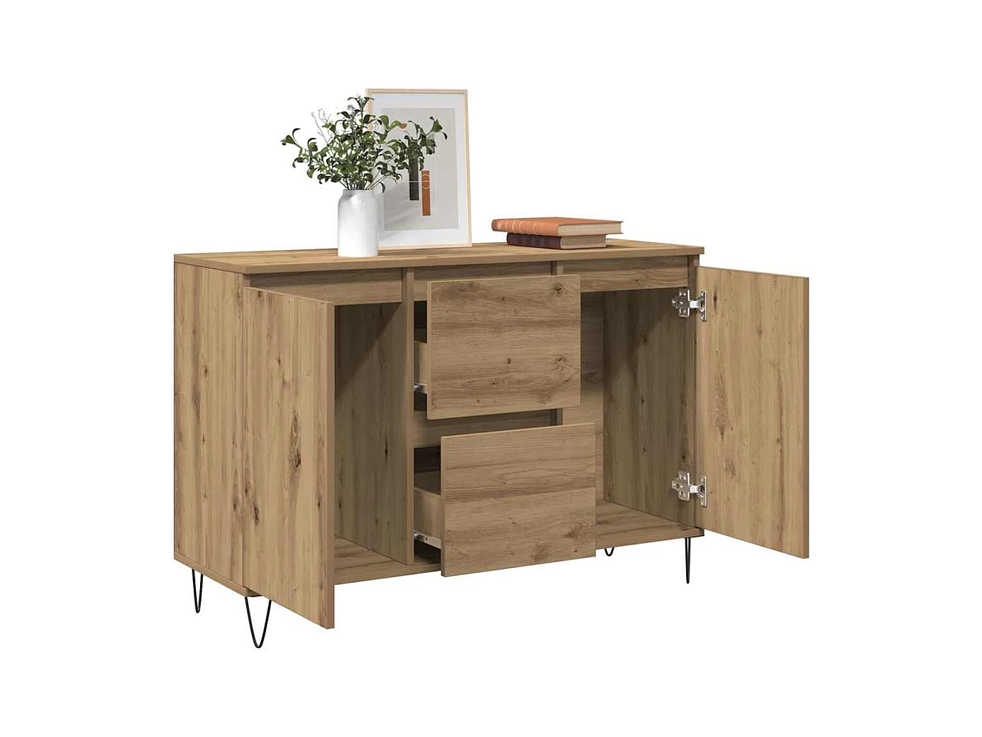Buffet chêne artisanal 104x35x70 cm bois d'ingénierie