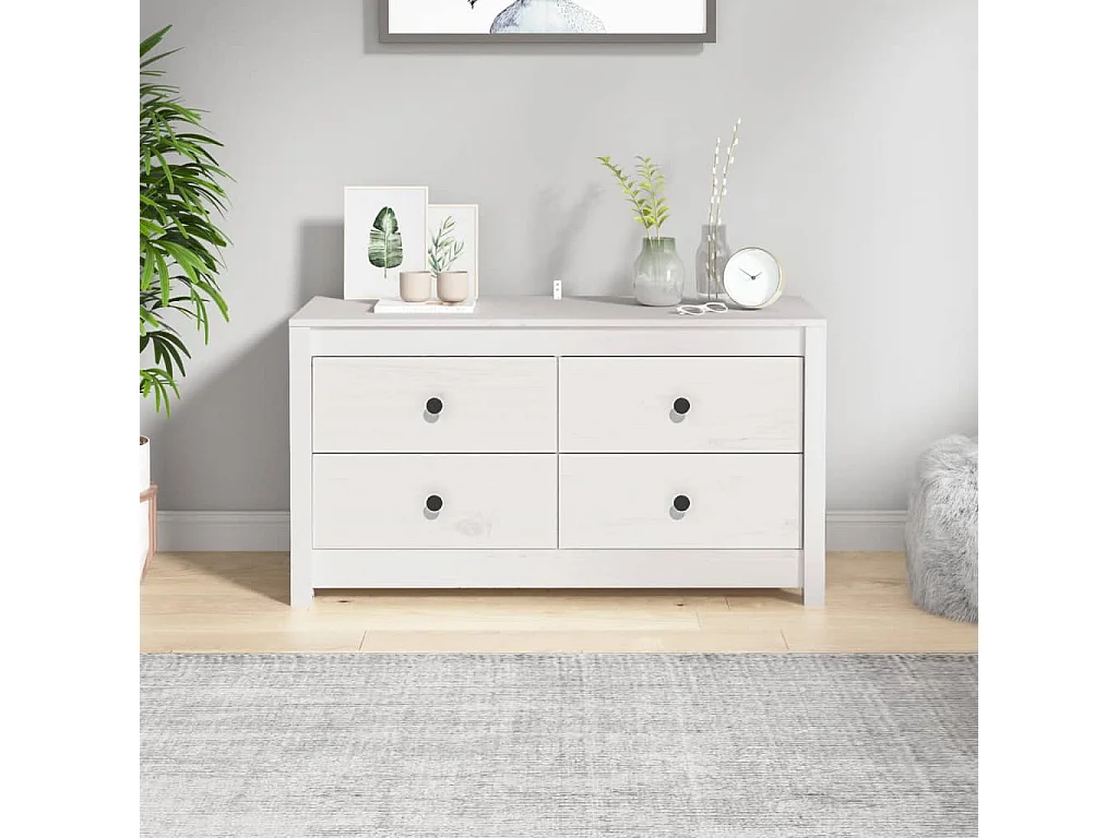 Armoire latérale Blanc 100x40x54 cm Bois de pin massif