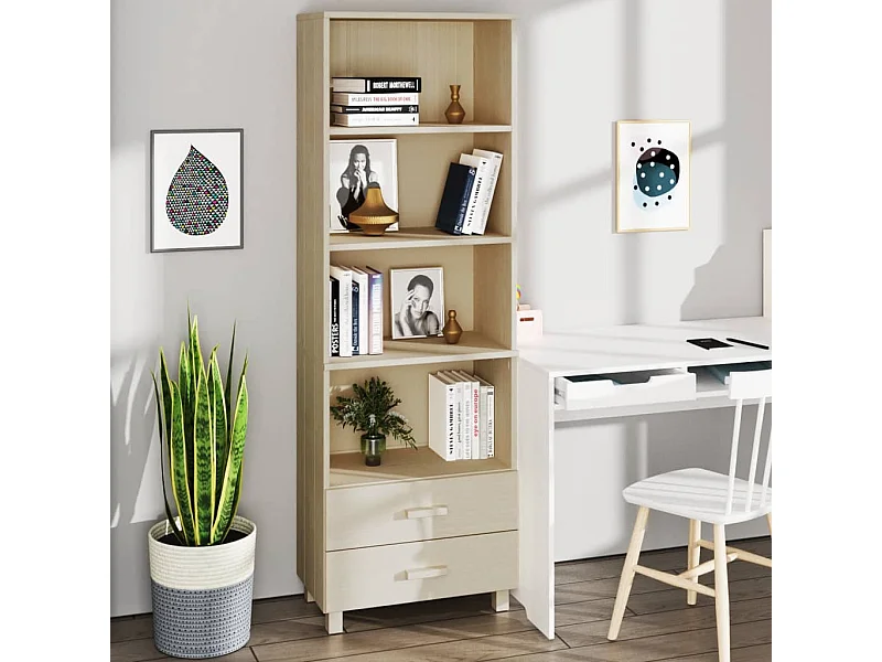 Buffet HAMAR Marron miel 60x35x180 cm Bois massif de pin