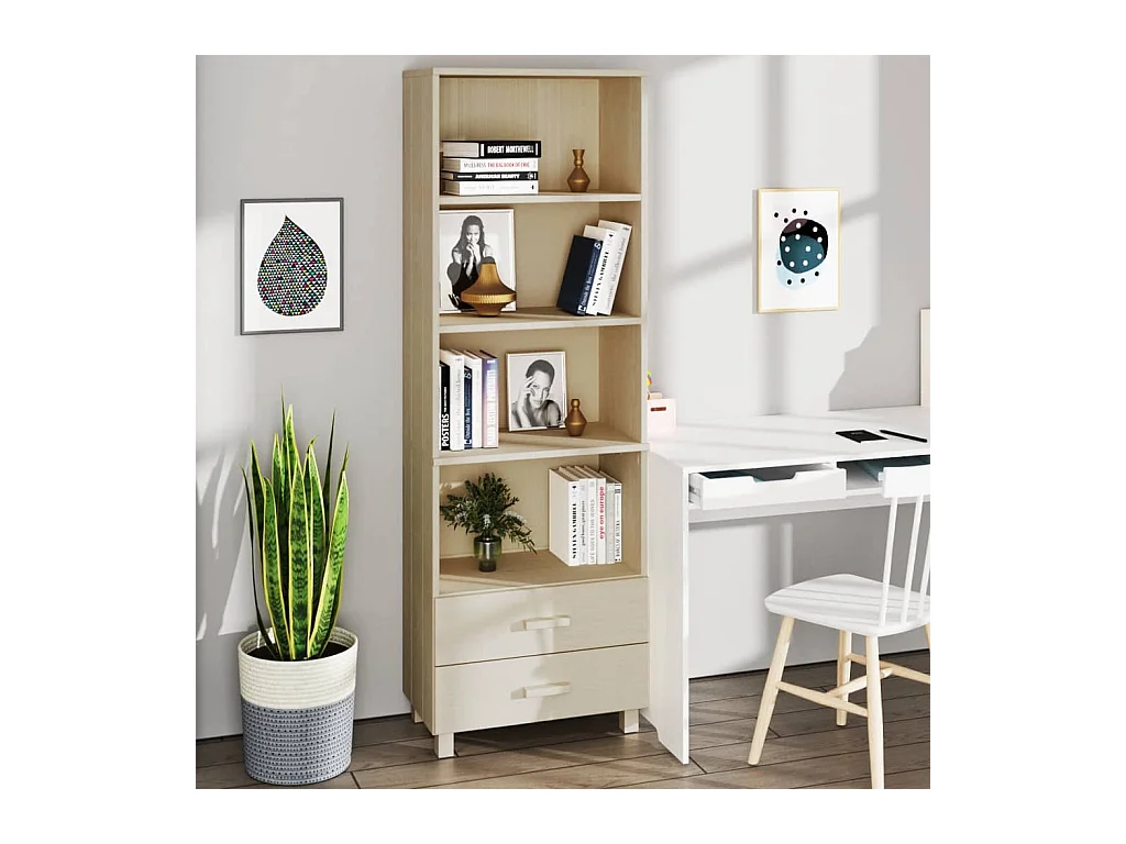 Buffet HAMAR Marron miel 60x35x180 cm Bois massif de pin