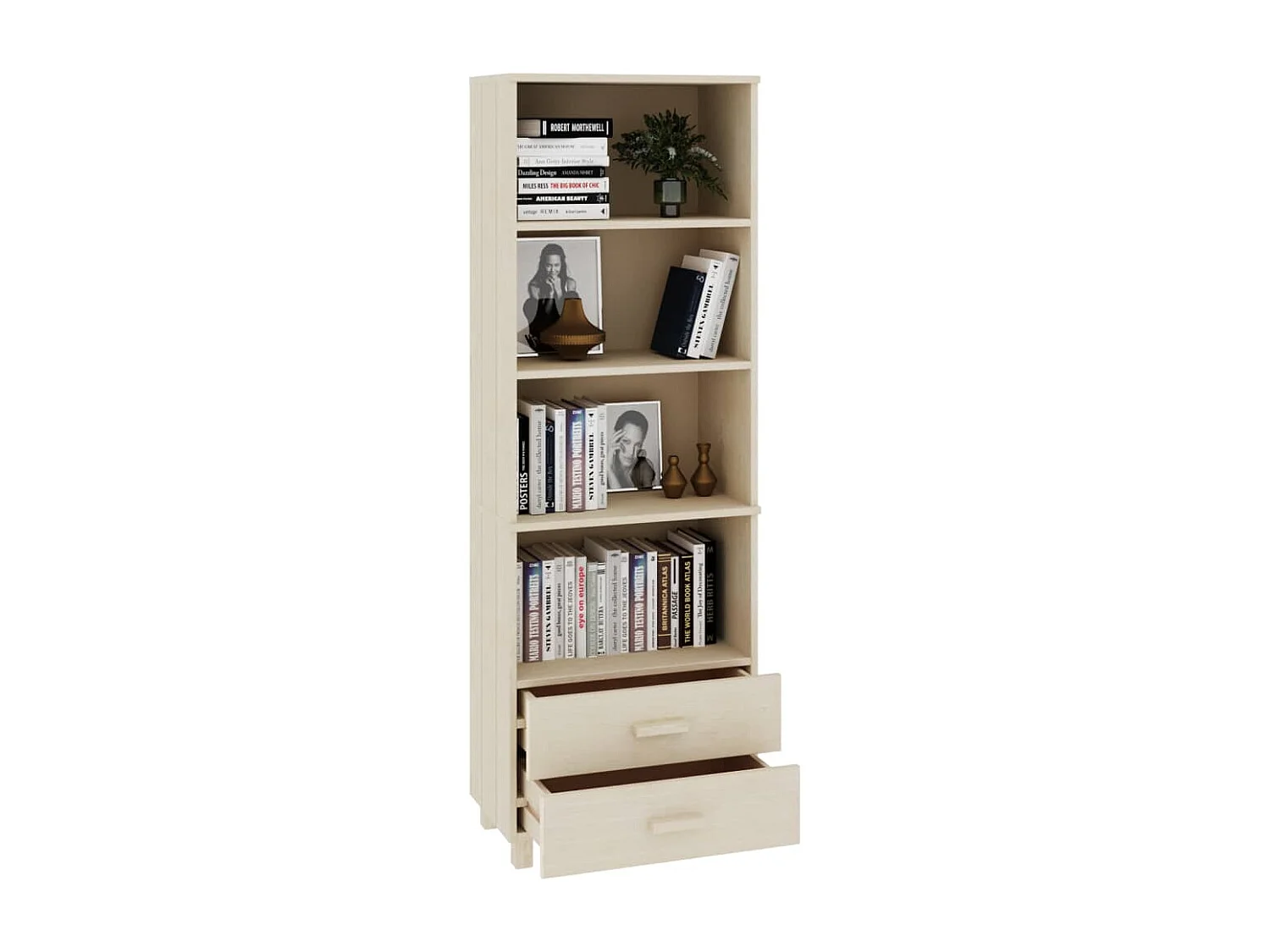 Aparador HAMAR Marrón Miel 60x35x180 cm Madera Maciza de Pino