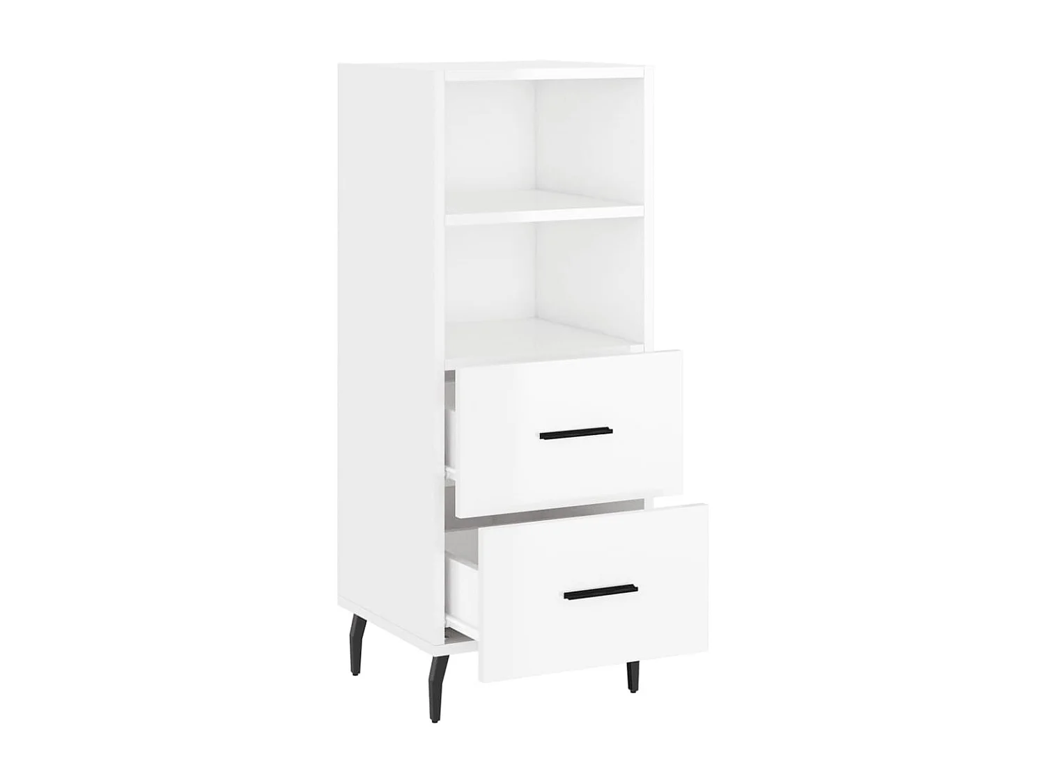 Buffet Blanc brillant 34,5x34x90 cm Bois d'ingénierie