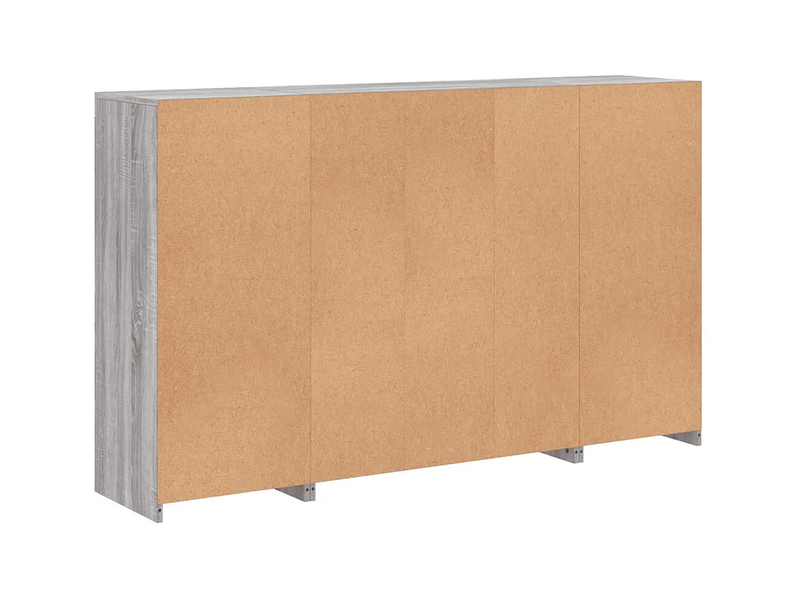 Set buffet da 3 pezzi con luci a LED, grigio Sonoma, legno ingegnerizzato