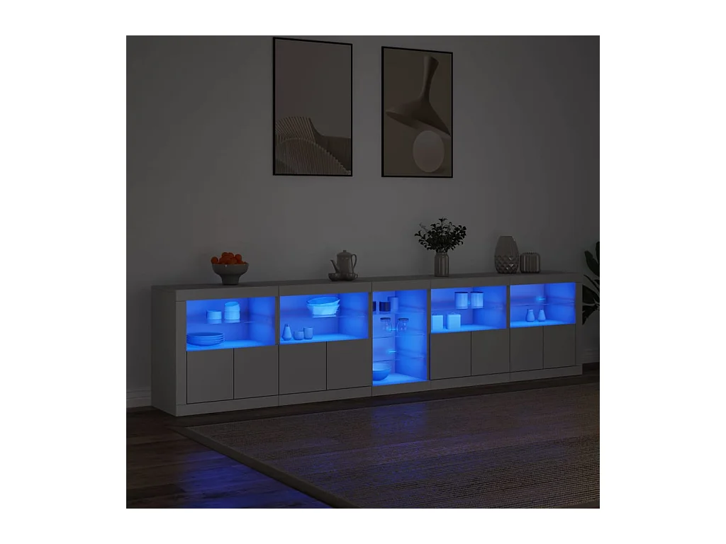 Buffet avec lumières LED blanc 283x37x67 cm