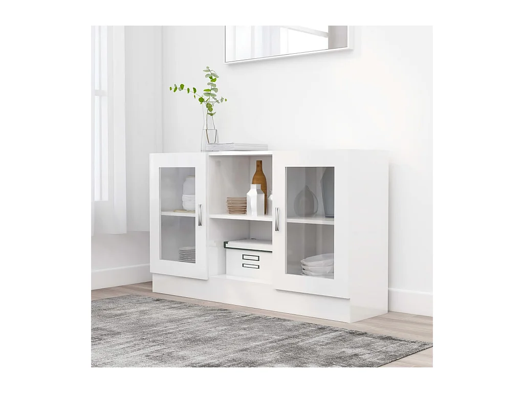 Armoire à vitrine Blanc brillant 120x30,5x70 cm Bois ingénierie