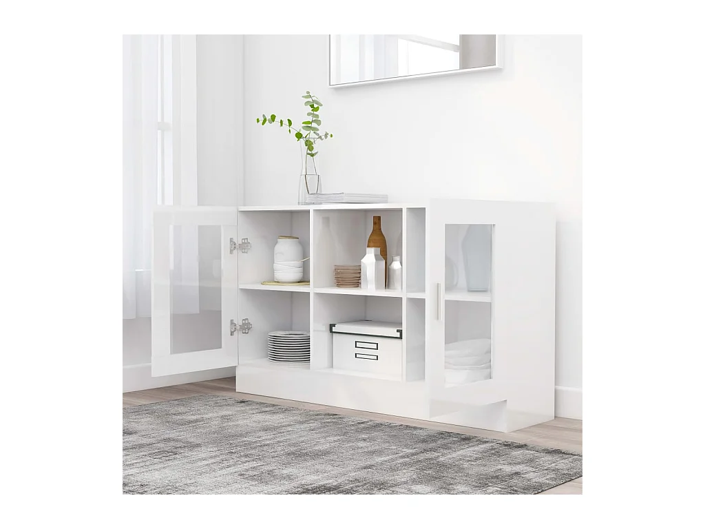 Armoire à vitrine Blanc brillant 120x30,5x70 cm Bois ingénierie