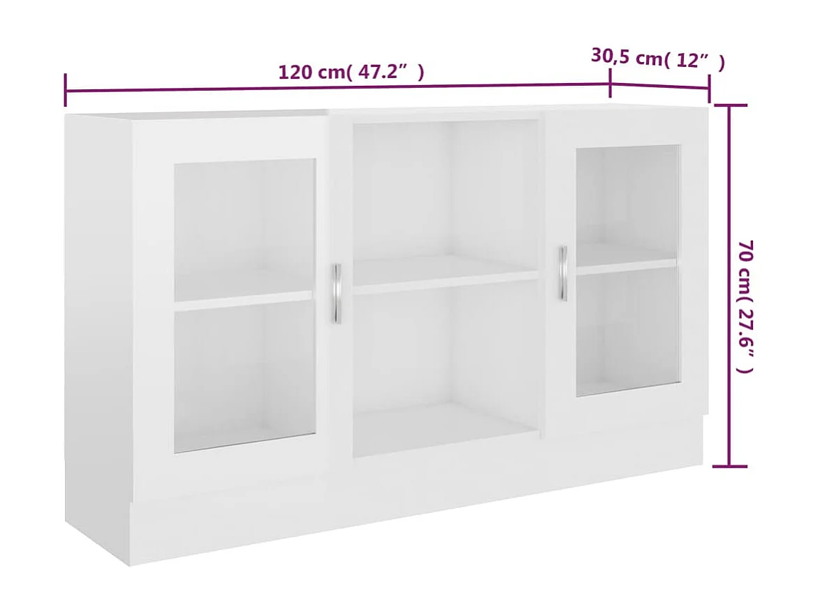 Armoire à vitrine Blanc brillant 120x30,5x70 cm Bois ingénierie