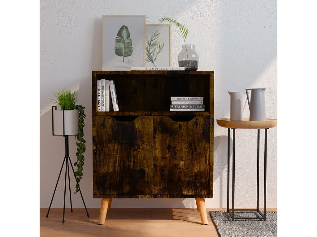 Sideboard aus geräucherter Eiche, 60 x 30 x 72 cm, Holzwerkstoff