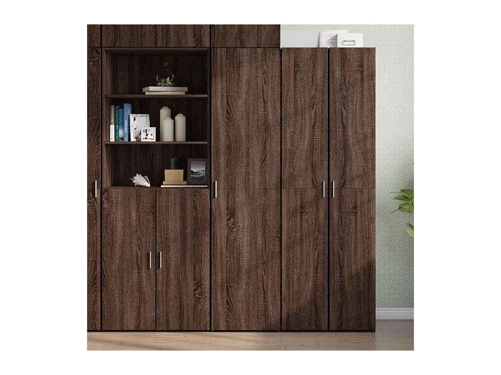 Buffet haut chêne marron 45x42,5x185 cm bois d'ingénierie