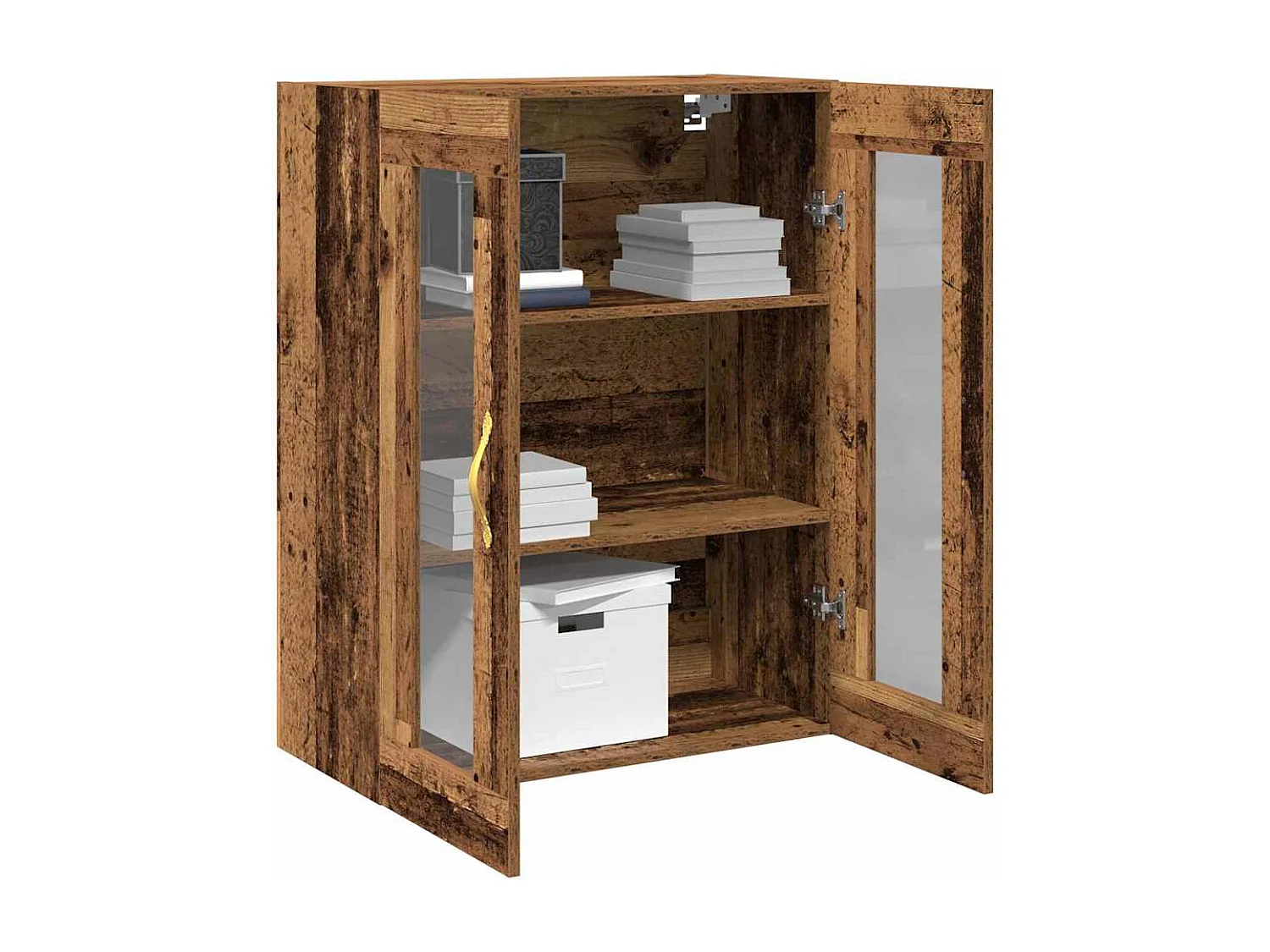 Armoire murale avec portes en verre bois ancien 69,5x34x90 cm