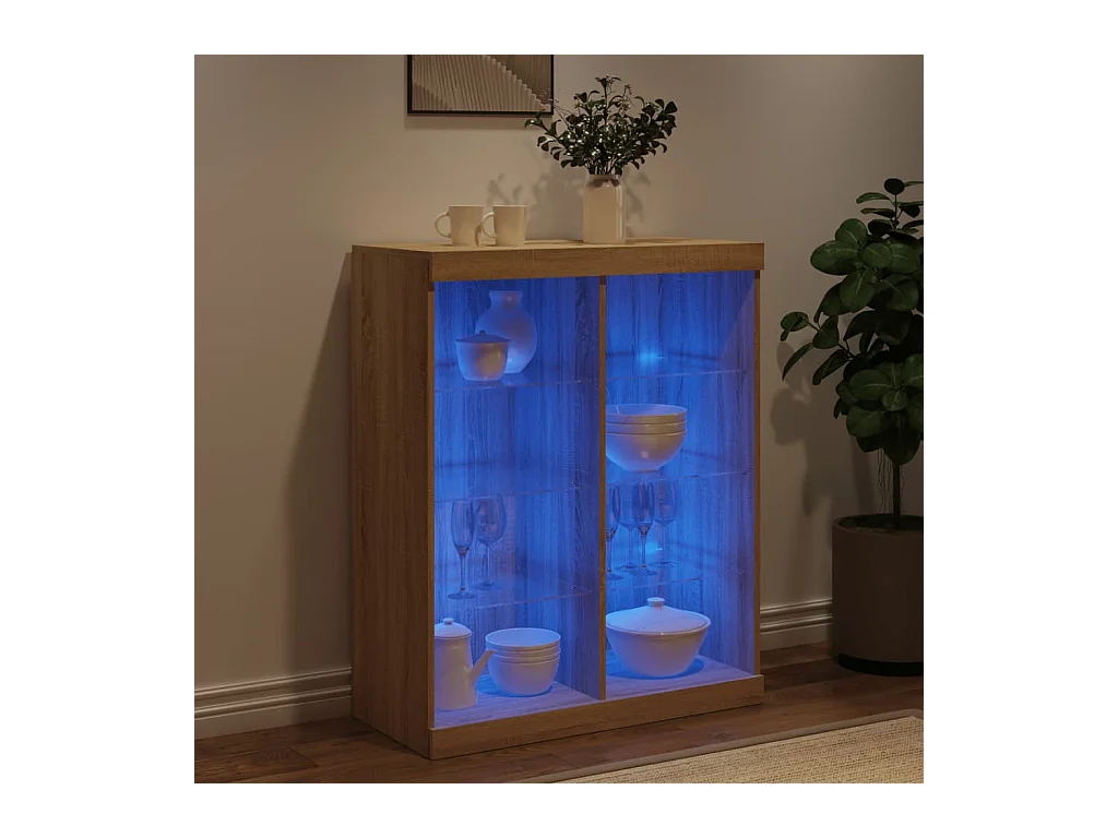 Buffet avec lumières LED chêne sonoma 81x37x100 cm