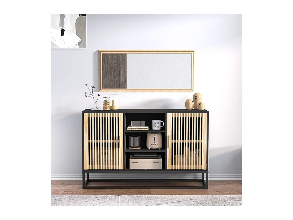 Buffet noir 105x30x65 cm bois d'ingénierie